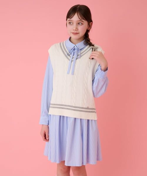 mezzo piano junior / メゾピアノジュニア ミニ丈・ひざ丈ワンピース | ニットベスト＆シャツワンピースセット | 詳細18