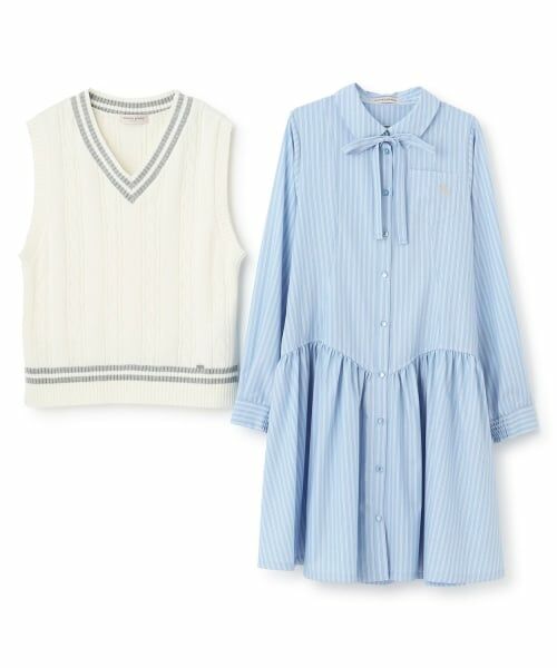 mezzo piano junior / メゾピアノジュニア ミニ丈・ひざ丈ワンピース | ニットベスト＆シャツワンピースセット | 詳細2