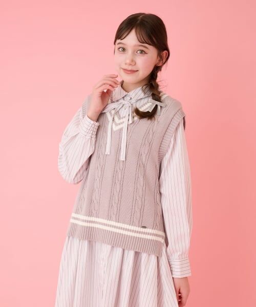 mezzo piano junior / メゾピアノジュニア ミニ丈・ひざ丈ワンピース | ニットベスト＆シャツワンピースセット | 詳細21