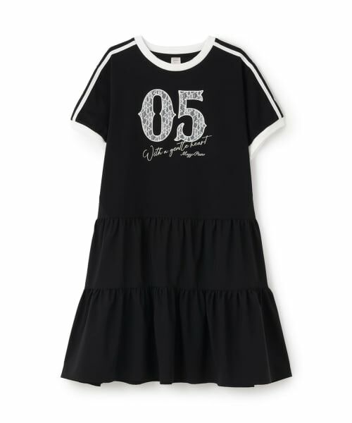 mezzo piano junior / メゾピアノジュニア ミニ丈・ひざ丈ワンピース | 【接触冷感】ナンバリングティアードワンピース（黒）