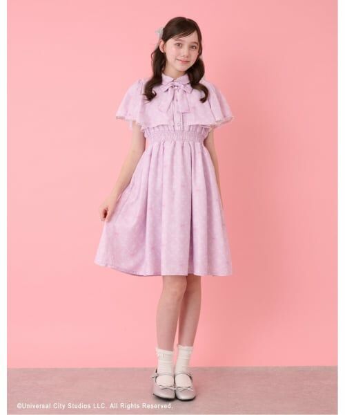 mezzo piano junior / メゾピアノジュニア ミニ丈・ひざ丈ワンピース | 【WICKED】総柄ワンピース（ピンク）