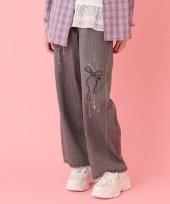 mezzo piano junior / メゾピアノジュニア その他パンツ | 予約/【接触冷感】デニムキラキラワイドパンツ