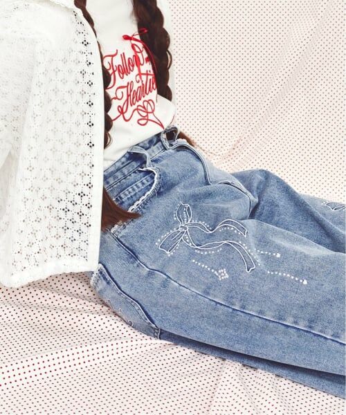 mezzo piano junior / メゾピアノジュニア その他パンツ | 予約/【接触冷感】デニムキラキラワイドパンツ | 詳細17