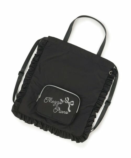 mezzo piano junior / メゾピアノジュニア リュック・バックパック | 【A4対応・撥水】キラキラロゴナップサック（黒）