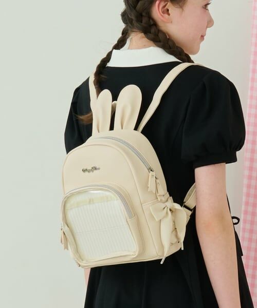 mezzo piano junior / メゾピアノジュニア リュック・バックパック | うさ耳レースアップ合皮リュック（アイボリー）