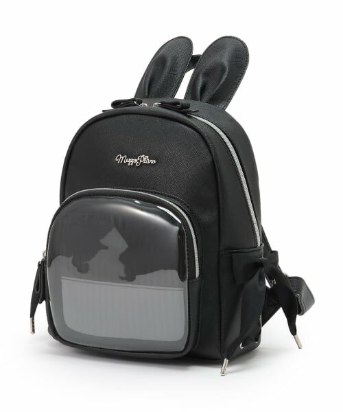 mezzo piano junior / メゾピアノジュニア リュック・バックパック | うさ耳レースアップ合皮リュック（黒）
