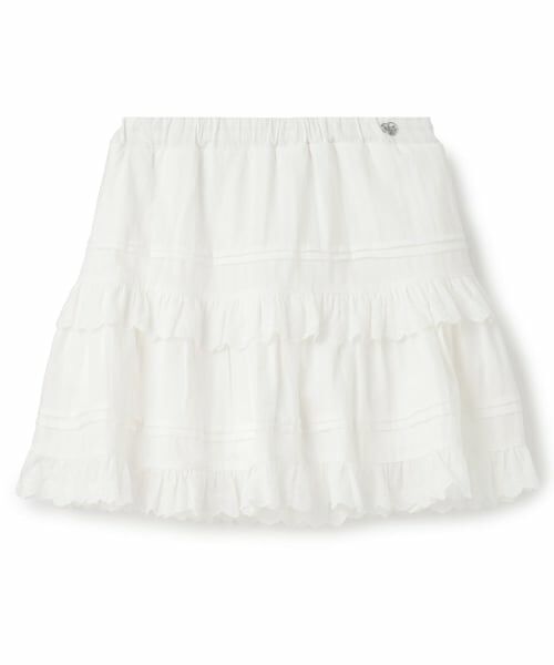 mezzo piano junior / メゾピアノジュニア ショート・ハーフ・半端丈パンツ | 【人気商品再入荷】【直営店で取り扱い無し】リボンレースティアードスカパン（オフ ホワイト）
