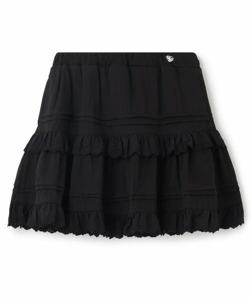 mezzo piano junior / メゾピアノジュニア ショート・ハーフ・半端丈パンツ | 【人気商品再入荷】【直営店で取り扱い無し】リボンレースティアードスカパン（黒）