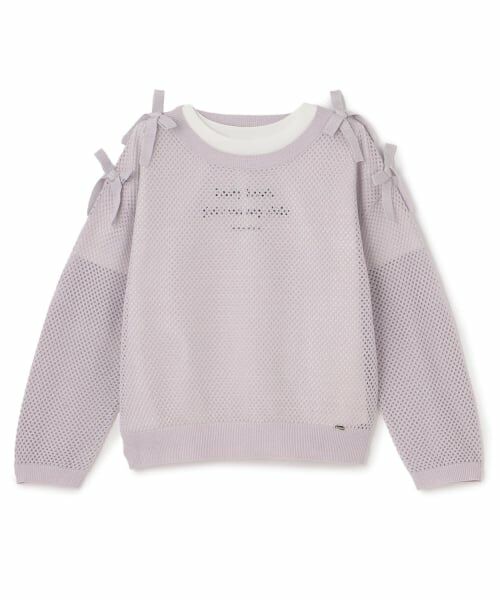 mezzo piano junior / メゾピアノジュニア ニット・セーター | 【人気商品再入荷】【直営店で取り扱い無し】ラメメッシュニット&半袖Tシャツセット(ライト ピンク)