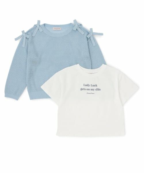 mezzo piano junior / メゾピアノジュニア ニット・セーター | 【人気商品再入荷】【直営店で取り扱い無し】ラメメッシュニット&半袖Tシャツセット | 詳細2