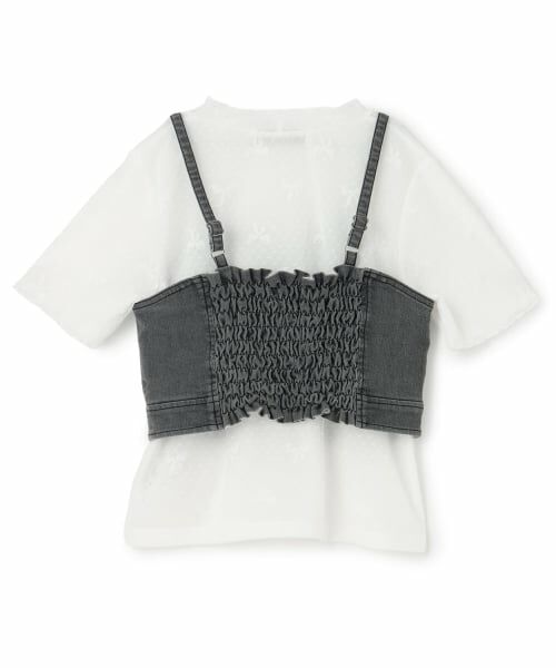 mezzo piano junior / メゾピアノジュニア その他トップス | 【人気商品再入荷】【直営店で取り扱い無し】デニムビスチェ＆レース半袖Tシャツセット | 詳細1