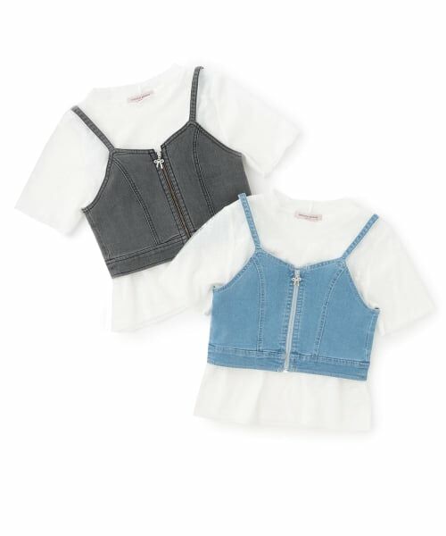 mezzo piano junior / メゾピアノジュニア その他トップス | 【人気商品再入荷】【直営店で取り扱い無し】デニムビスチェ＆レース半袖Tシャツセット | 詳細11