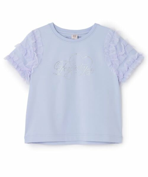 mezzo piano junior / メゾピアノジュニア Tシャツ | ☆彡袖チュールフリル半袖Tシャツ（ラベンダー）