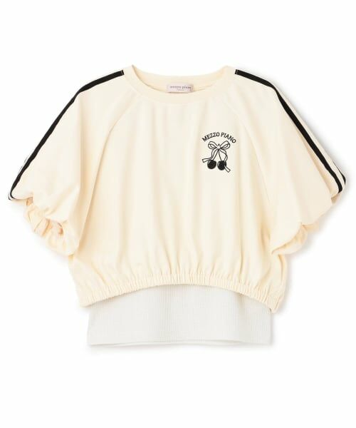 mezzo piano junior / メゾピアノジュニア Tシャツ | ☆彡サイドラインバルーン袖Tシャツ＆タンクトップセット（アイボリー）