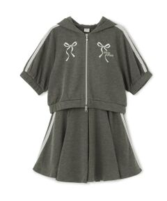 mezzo piano junior / メゾピアノジュニア その他トップス | 【人気商品再入荷】【直営店で取り扱い無し】ラメミニ裏毛ジップパーカ＆フレアスカパンセットアップ