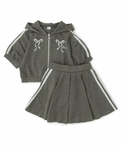 mezzo piano junior / メゾピアノジュニア その他トップス | 【人気商品再入荷】【直営店で取り扱い無し】ラメミニ裏毛ジップパーカ＆フレアスカパンセットアップ | 詳細2