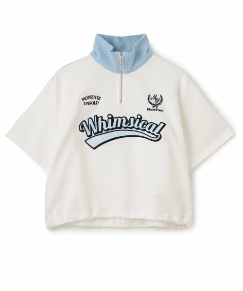 mezzo piano junior / メゾピアノジュニア Tシャツ | 【人気商品再入荷】【直営店で取り扱い無し】ハーフジップTシャツ(白)