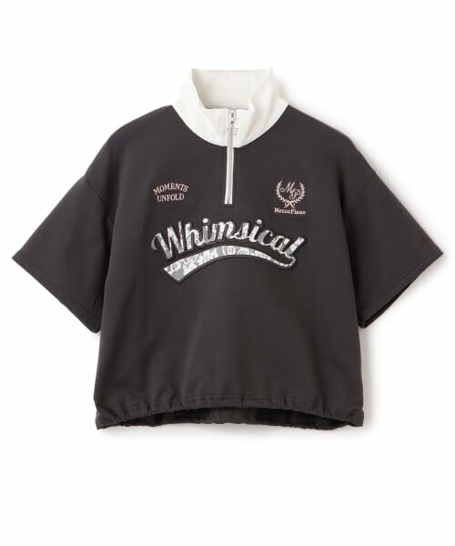 mezzo piano junior / メゾピアノジュニア Tシャツ | 【人気商品再入荷】【直営店で取り扱い無し】ハーフジップTシャツ(チャコール)