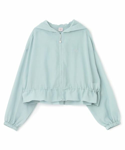 mezzo piano junior / メゾピアノジュニア パーカー | 【人気商品再入荷】【直営店で取り扱い無し】【接触冷感・UVカット】シアーショートパーカ（ライト ブルー）