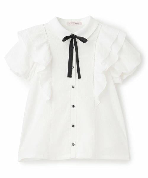 mezzo piano junior / メゾピアノジュニア シャツ・ブラウス | ☆彡Wフリルブラウス（オフ ホワイト）