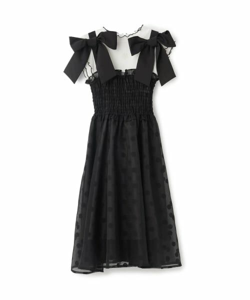 mezzo piano junior / メゾピアノジュニア ミニ丈・ひざ丈ワンピース | 【人気商品再入荷】【直営店で取り扱い無し】ショルダーリボンジャンスカ＆メローインナーセット（黒）