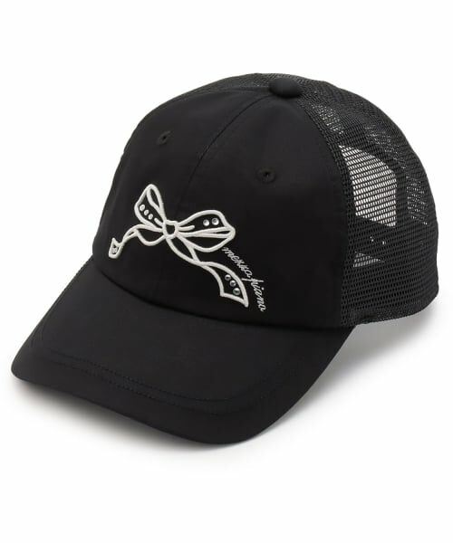 mezzo piano junior / メゾピアノジュニア キャップ | 【人気商品再入荷】【直営店で取り扱い無し】【冷感】リボン刺しゅうメッシュキャップ（黒）