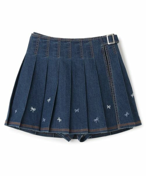mezzo piano junior / メゾピアノジュニア ショート・ハーフ・半端丈パンツ | リボン刺しゅう入りラッププリーツショートパンツ | 詳細1