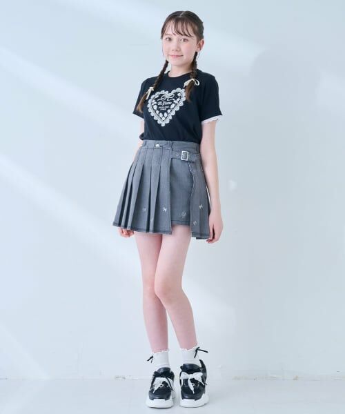 mezzo piano junior / メゾピアノジュニア ショート・ハーフ・半端丈パンツ | リボン刺しゅう入りラッププリーツショートパンツ | 詳細27