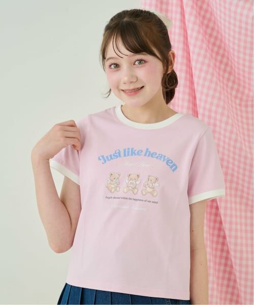mezzo piano junior / メゾピアノジュニア Tシャツ | 【接触冷感】エンジェルベアリンガーTシャツ（ライト ピンク）