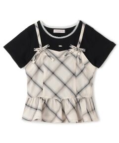 mezzo piano junior / メゾピアノジュニア Tシャツ | ペプラムビスチェ＆トリムレースTシャツセット