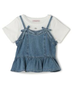 mezzo piano junior / メゾピアノジュニア Tシャツ | ペプラムビスチェ＆トリムレースTシャツセット