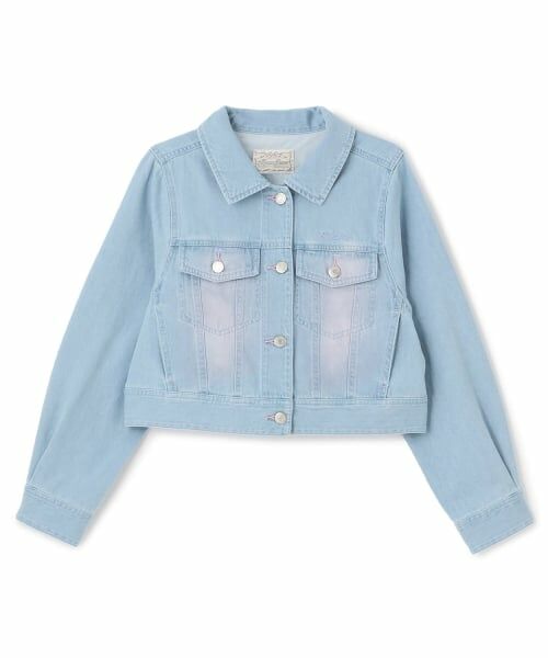 mezzo piano junior / メゾピアノジュニア ブルゾン | ふわっとスプレーライトデニムジャケット（ライト ブルー）