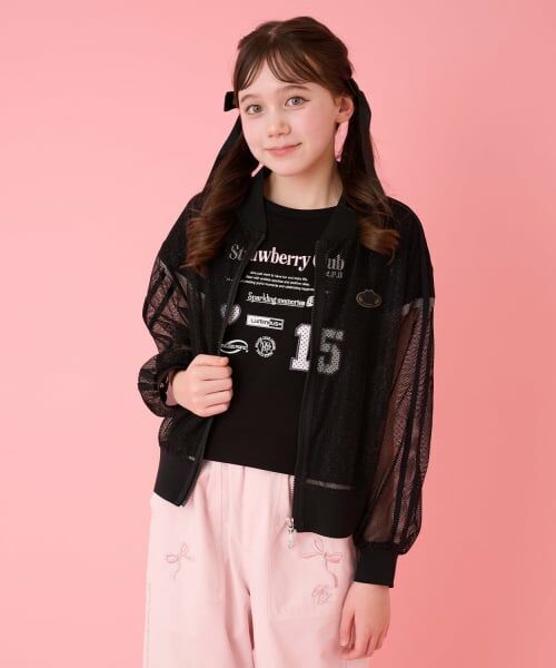 mezzo piano junior / メゾピアノジュニア ブルゾン | ラメメッシュブルゾン（黒）