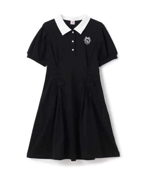 mezzo piano junior / メゾピアノジュニア ミニ丈・ひざ丈ワンピース | 【接触冷感】ウエストレースアップワンピース（黒）