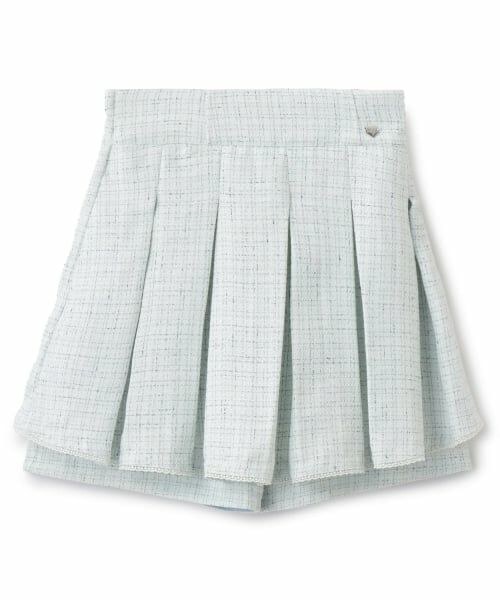 mezzo piano junior / メゾピアノジュニア ショート・ハーフ・半端丈パンツ | ラメツイードタックフレアショートパンツ♪（ライト ブルー）