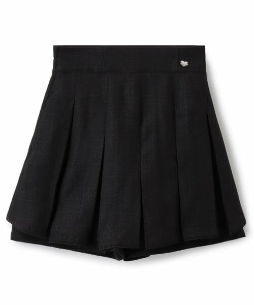 mezzo piano junior / メゾピアノジュニア ショート・ハーフ・半端丈パンツ | ラメツイードタックフレアショートパンツ♪（黒）