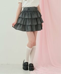 mezzo piano junior / メゾピアノジュニア ショート・ハーフ・半端丈パンツ | ハートバックルベルトつきティアードスカパン