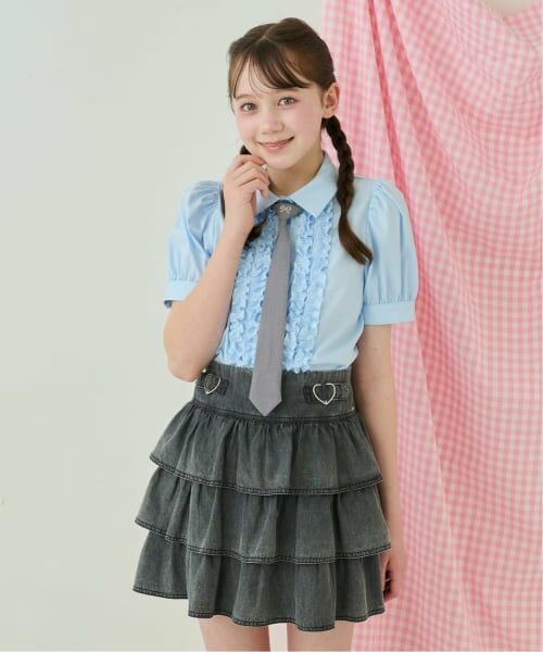 mezzo piano junior / メゾピアノジュニア ショート・ハーフ・半端丈パンツ | ハートバックルベルトつきティアードスカパン | 詳細11