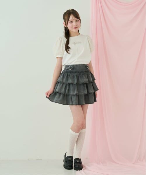 mezzo piano junior / メゾピアノジュニア ショート・ハーフ・半端丈パンツ | ハートバックルベルトつきティアードスカパン | 詳細14