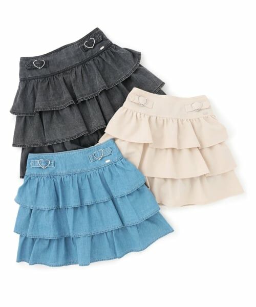 mezzo piano junior / メゾピアノジュニア ショート・ハーフ・半端丈パンツ | ハートバックルベルトつきティアードスカパン | 詳細7