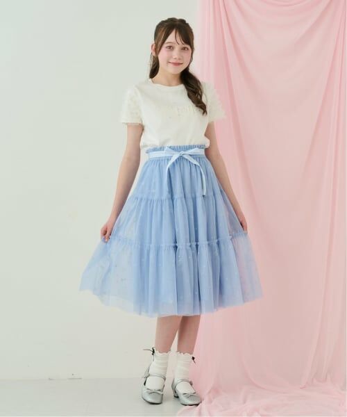 mezzo piano junior / メゾピアノジュニア ミニ・ひざ丈スカート | ラメプリントチュールスカート♪ | 詳細9