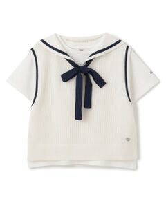 mezzo piano junior / メゾピアノジュニア ニット・セーター | メッシュセーラーベスト＆Tシャツセット