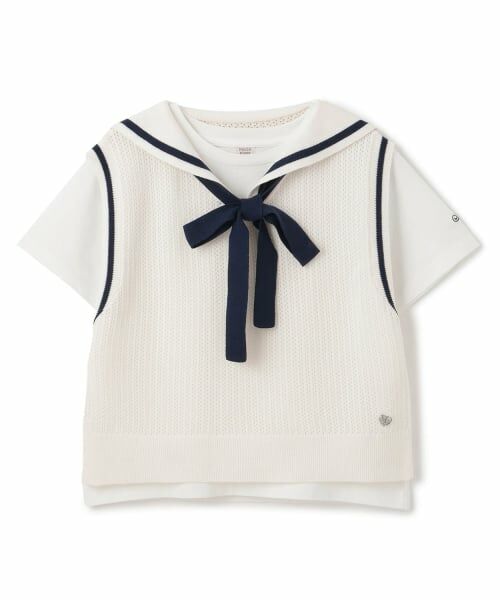 mezzo piano junior / メゾピアノジュニア ニット・セーター | メッシュセーラーベスト＆Tシャツセット（アイボリー）