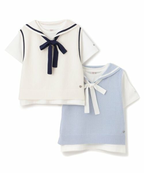mezzo piano junior / メゾピアノジュニア ニット・セーター | メッシュセーラーベスト＆Tシャツセット | 詳細14
