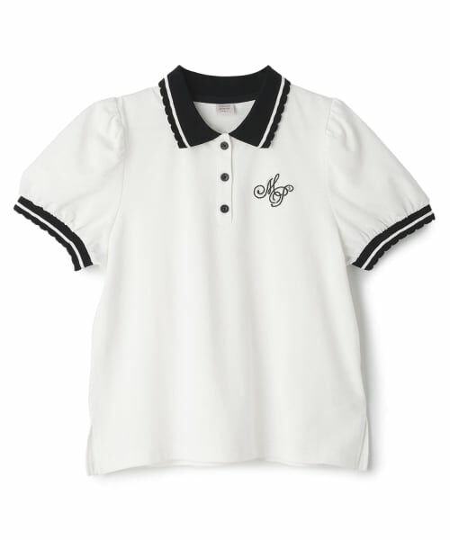 mezzo piano junior / メゾピアノジュニア ポロシャツ | 【吸水速乾・接触冷感】袖パフポロシャツ（オフ ホワイト）