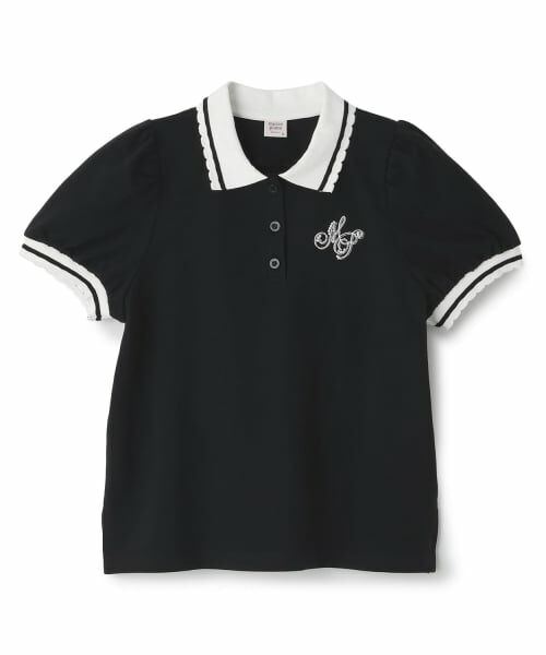 mezzo piano junior / メゾピアノジュニア ポロシャツ | 【吸水速乾・接触冷感】袖パフポロシャツ（黒）