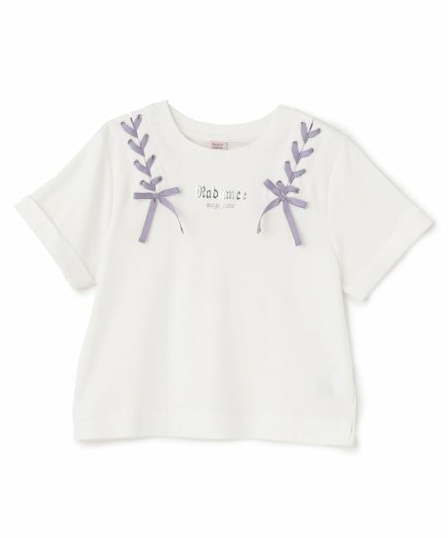 mezzo piano junior / メゾピアノジュニア Tシャツ | 【接触冷感】ツインレースアップTシャツ（オフ ホワイト）