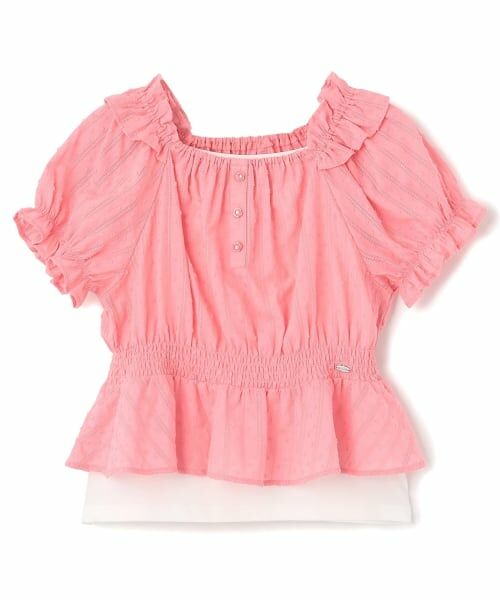 mezzo piano junior / メゾピアノジュニア シャツ・ブラウス | シャーリングブラウス＆キャミソールセット（ピンク）