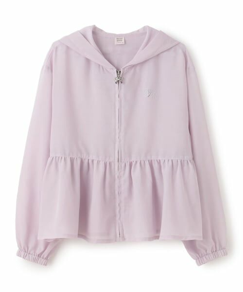 mezzo piano junior / メゾピアノジュニア パーカー | 【接触冷感・UVカット】ペプラムシアーパーカ(ピンク)
