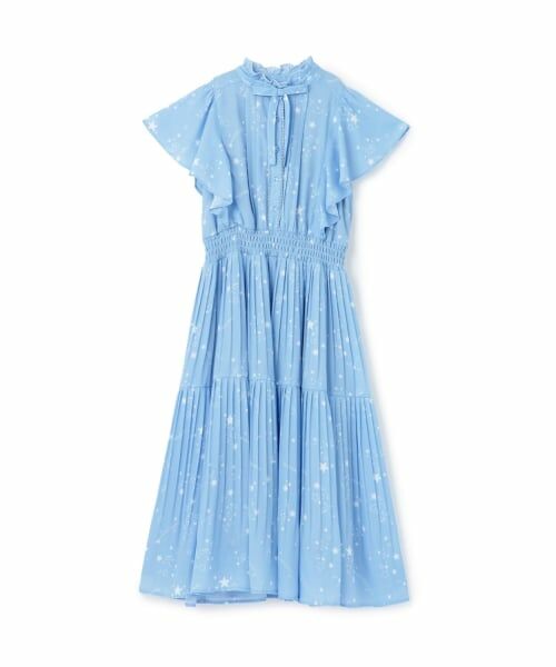 mezzo piano junior / メゾピアノジュニア ミニ丈・ひざ丈ワンピース | アソート生地プリーツワンピース♪(ライト ブルー)